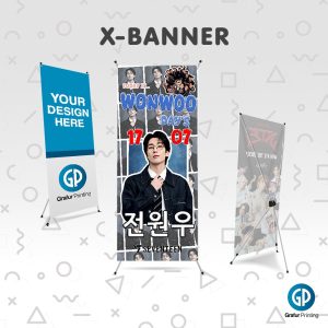 Cetak X-Y Banner Print Baner Ukuran 60cm x 160cm Bahan Albatros